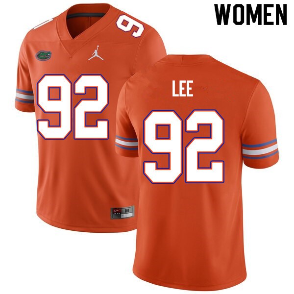 Women #92 Jalen Lee Florida Gators College Football Jersey Orange